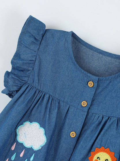 Children's Embroidered Denim A-Line Dress
