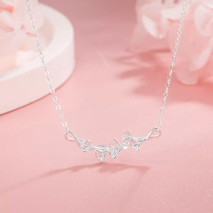 925 Sterling Silver Ginkgo Leaf Necklace