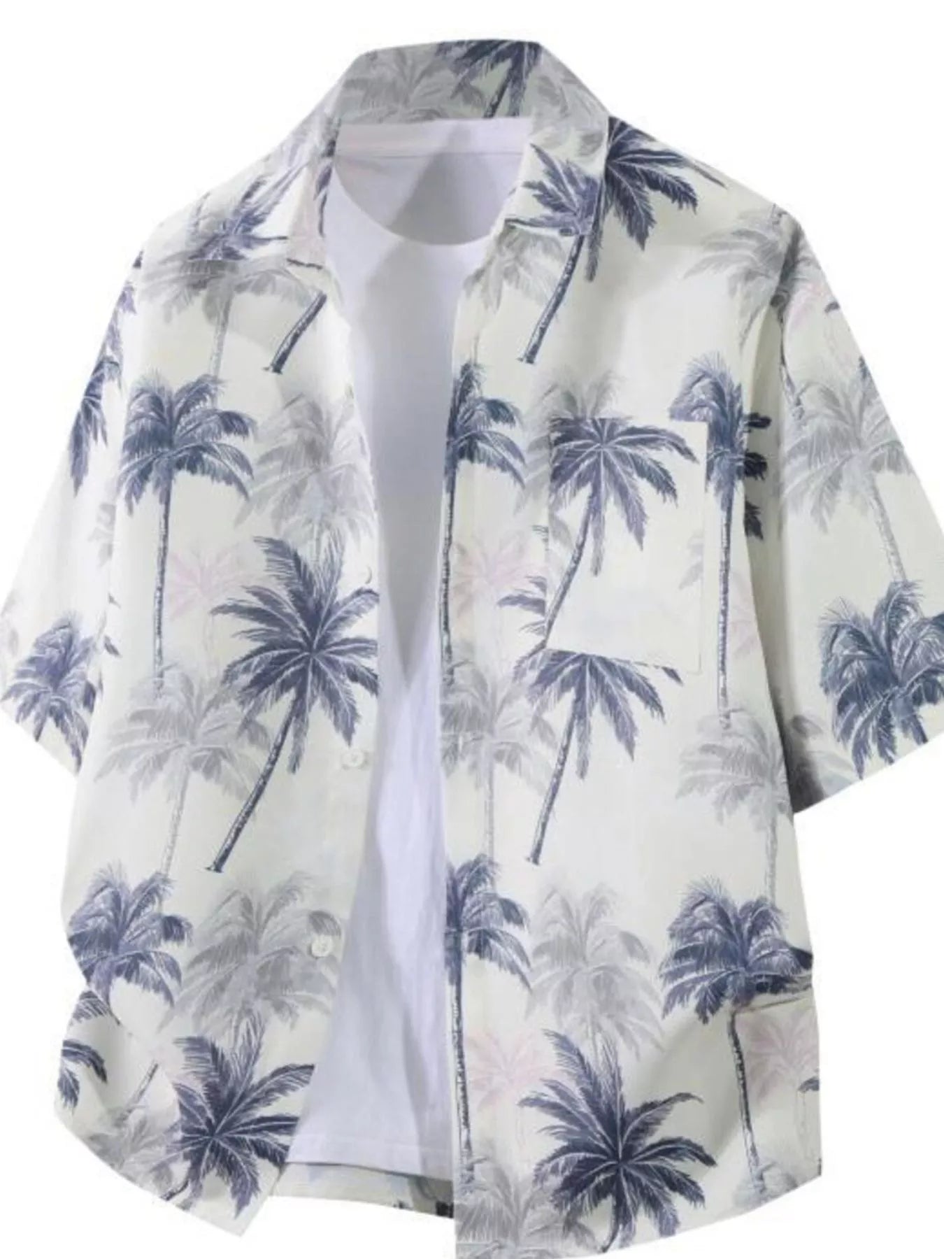 Men's Plus Size Tropical Print Short Sleeve Casual Shirt
