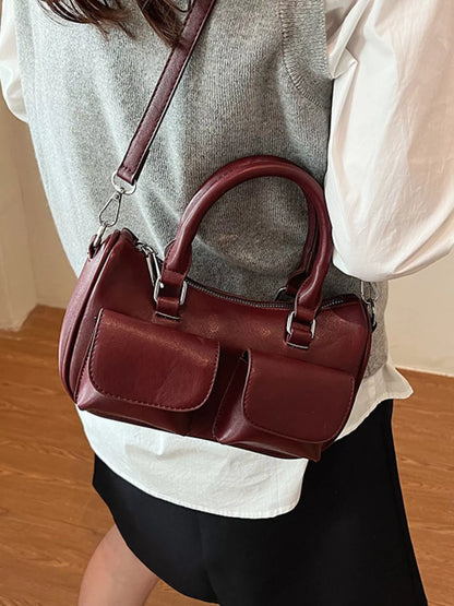 PU Leather Vintage Boston Handbag