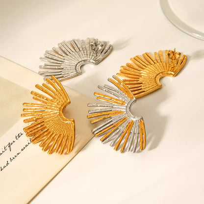 Stainless Steel Fan-Shaped Earrings