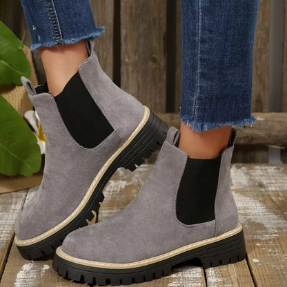 Round Toe Block Heels Boots