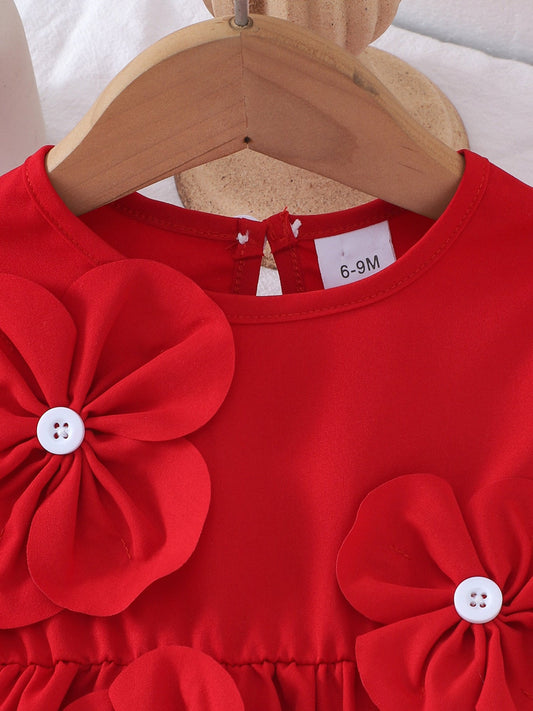 Children's Flower Ruffle Sleeve Dress