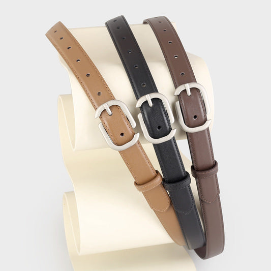 Leather Belt with Silver Buckle