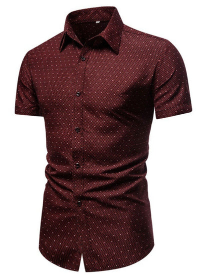 Men's Slim Fit Short Sleeve Dotted Shirt