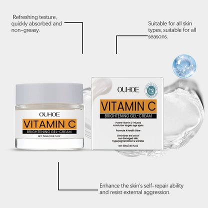 OUHOE Vitamin C Facial Gel Cream, Gentle Nourishing, Brightening, Moisturizing, Hydrating And Light Line Moisturizing Skin Cream