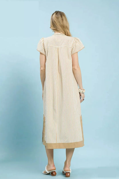 Umgee Stripe Midi Dress with Lace Trim