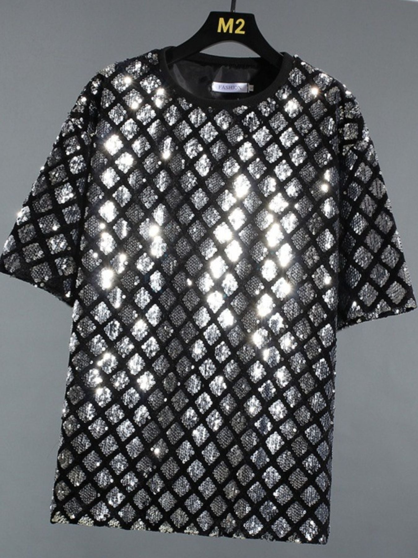 Men's Sequin Round Neck T-Shirt