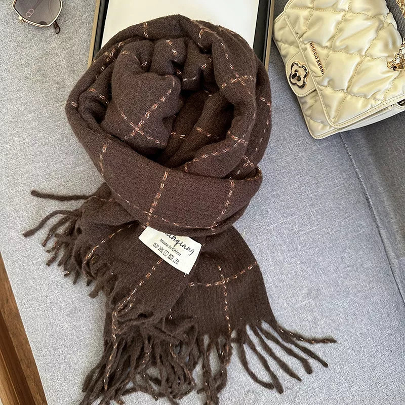 Fringe Plaid Scarf