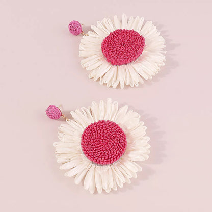 Sunflower Rattan Dangle Earrings