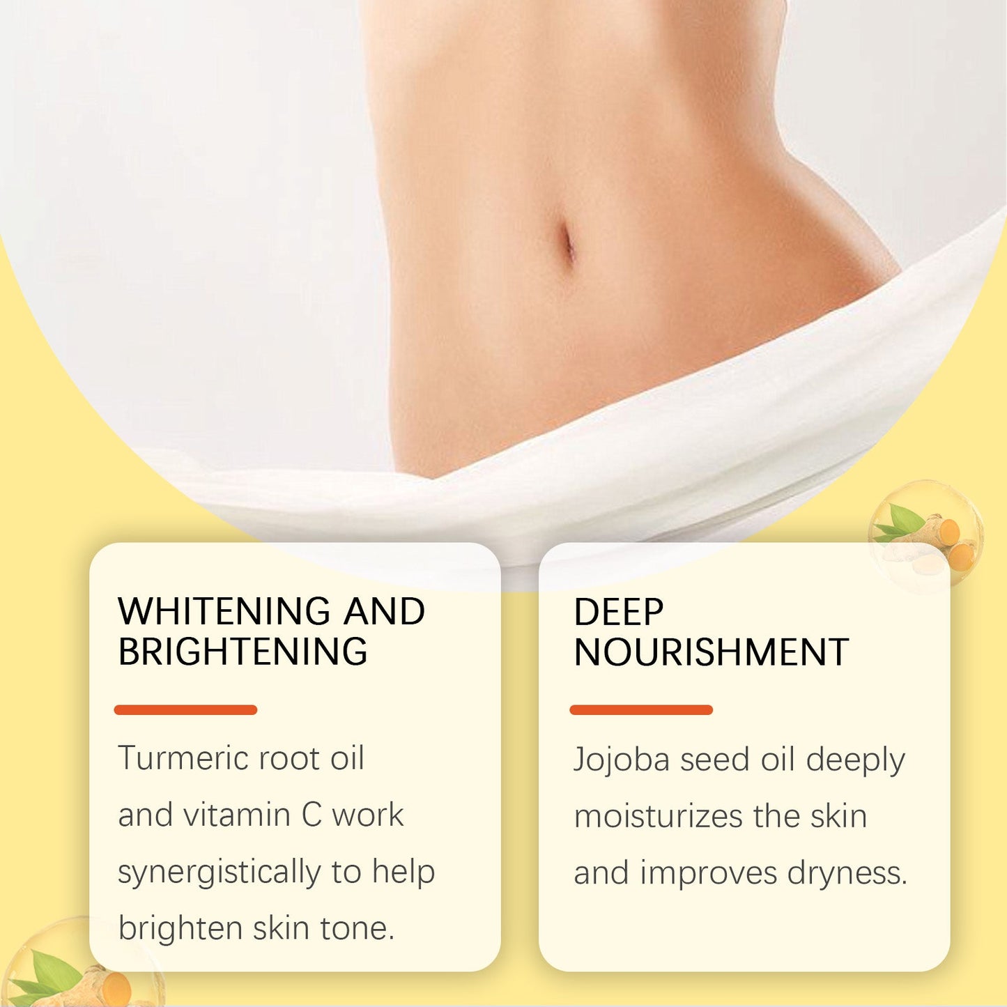 West&Month Turmeric Body Whitening Oil, Daily Gentle Moisturizing Body Skin Delicate Skin Oil
