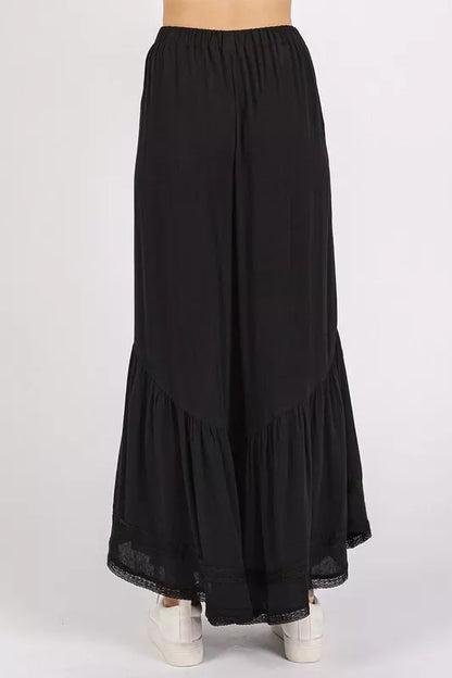 Mittoshop Lace Ruffle Asymmetric Hem Wide Leg Pants