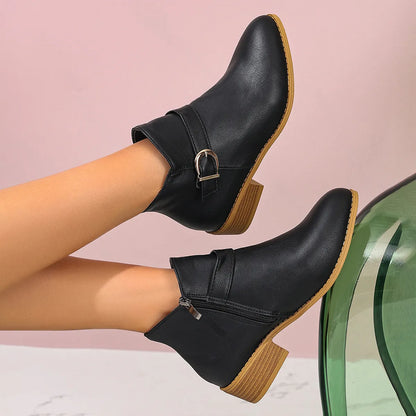 Point Toe Block Heels Boots