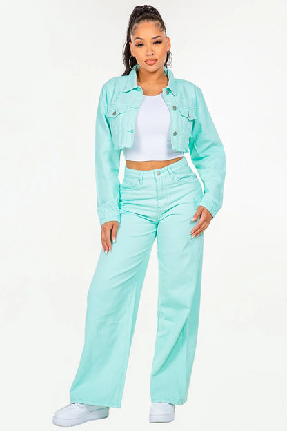 American Bazi High Waist Distressed Wide Leg Jeans