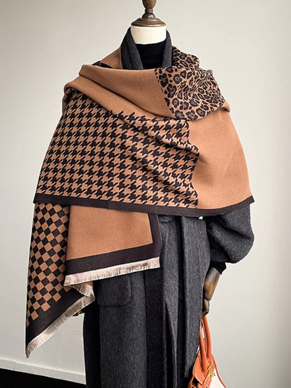 Checkered Raw Hem Scarf