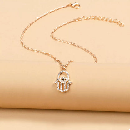 Zinc Alloy Rhinestone Evil Eye Necklace