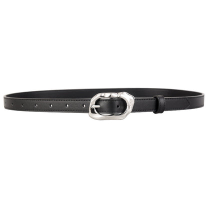 Leather Belt with Silver Buckle