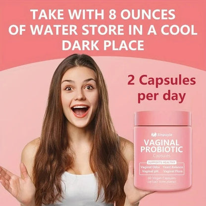 Feminine Vaginal Probiotic Supports PH Balance, Odor Control and Yeast Balance 60 Vegan Capsules