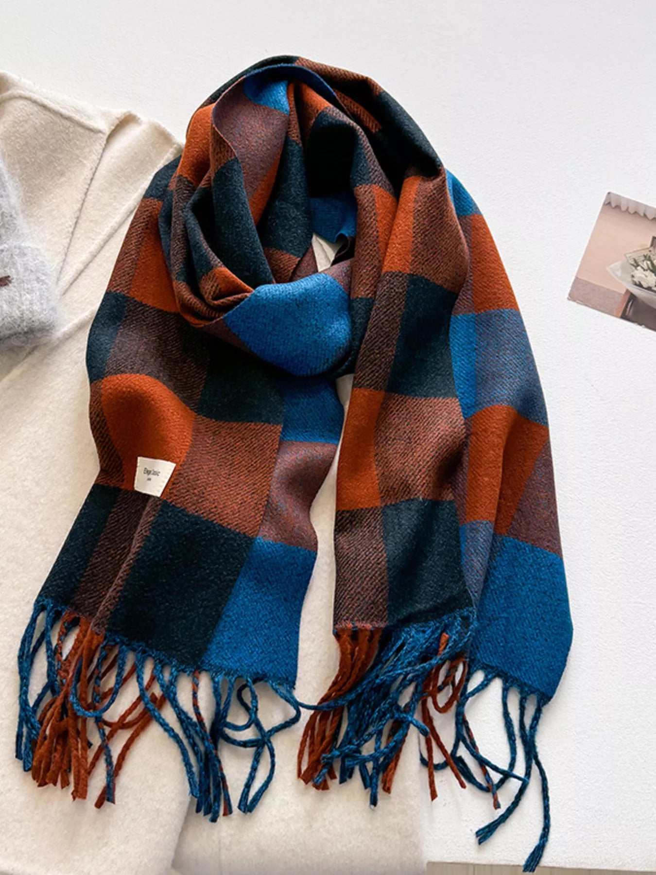 Plaid Fringe Scarf
