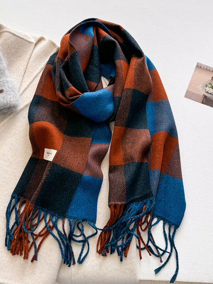 Plaid Fringe Scarf