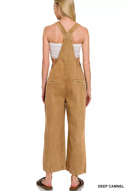 Zenana Washed Knot Strap Pockets Jumpsuit