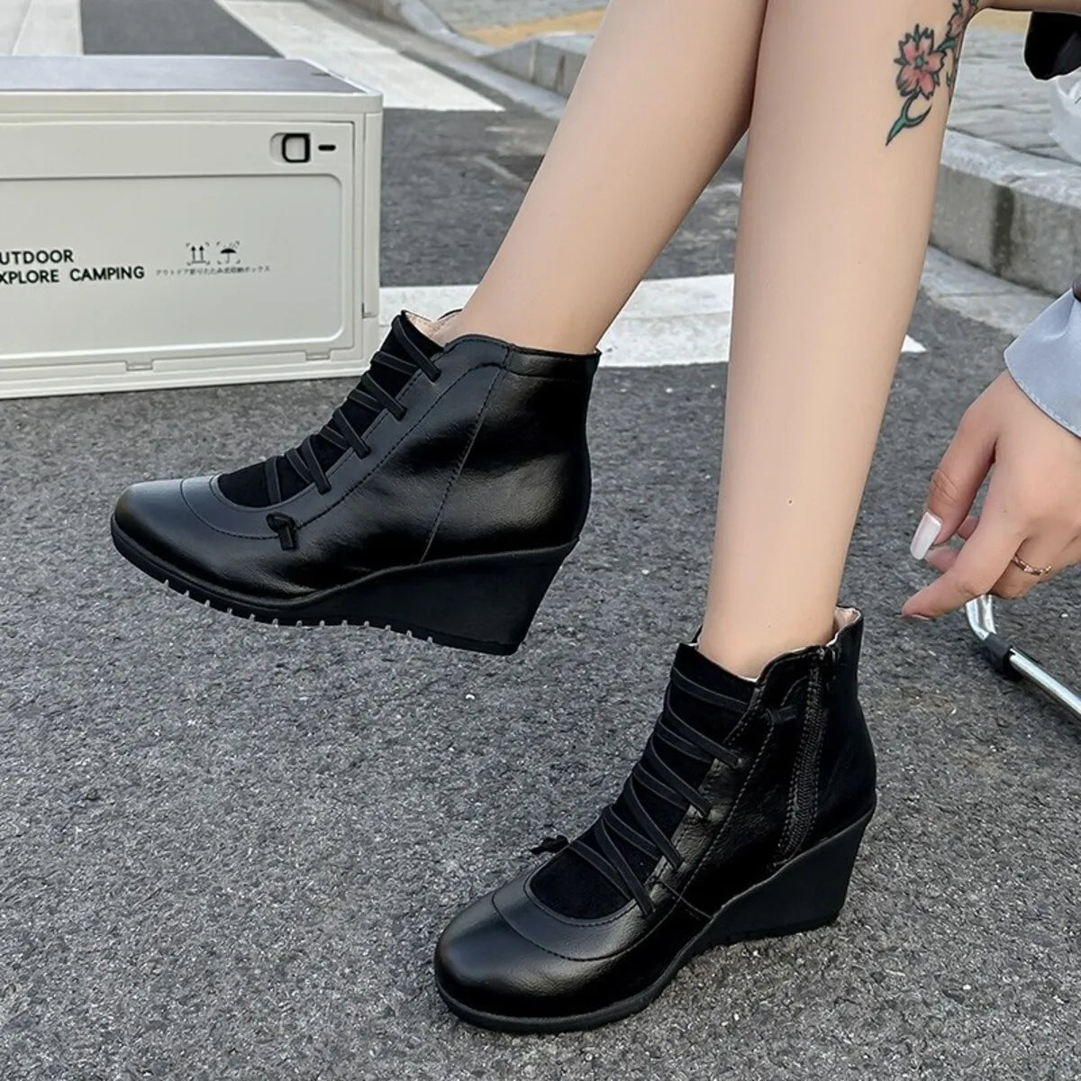 Lace Up Wedge Boots