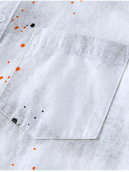 Men's Splatter Print Casual Short Sleeve Shirt