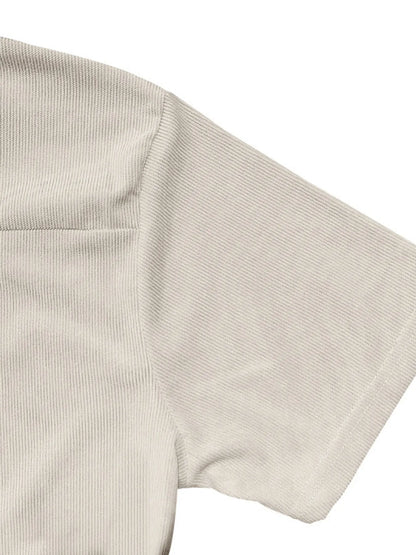 Men's Full Size Quarter Zip Short Sleeve Polo and Pants Set Plus Size