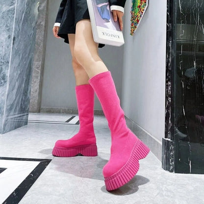 Round Toe Platform Boots