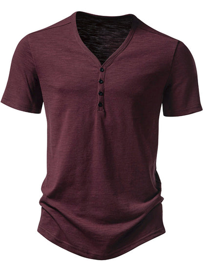 Men's Casual Button Detail T-Shirt