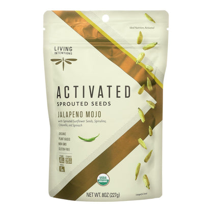 Living Intentions Organic Sprouted Sunflower and Greens Seed Mix, Jalapeño Mojo, Pack of 6, 8 Oz.