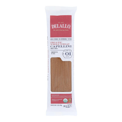 Delallo Pasta  - Organic Whole Wheat Capellini 1 lb - (Pack of 16)  .