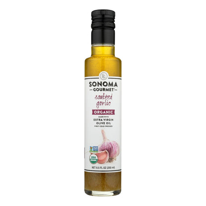 Sonoma Gourmet Organic Extra Virgin Olive Oil: Sautéed Garlic Flavor | 6 Pack | 8.5 Fl Oz