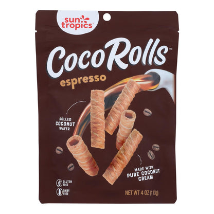 Sun Tropics Coco Rolls Espresso (12 Pack) | 4 Oz Rolled Coconut Wafers