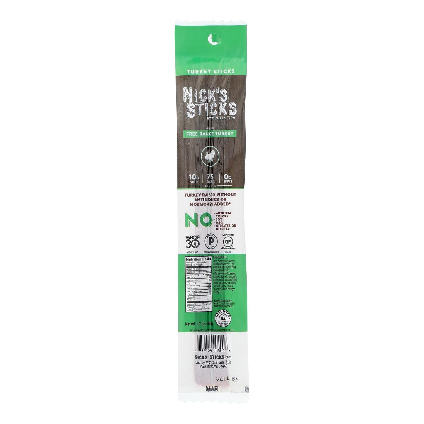 Nick's Sticks - Snack Sticks - Turkey - 1.7 Oz (Pack of 25)