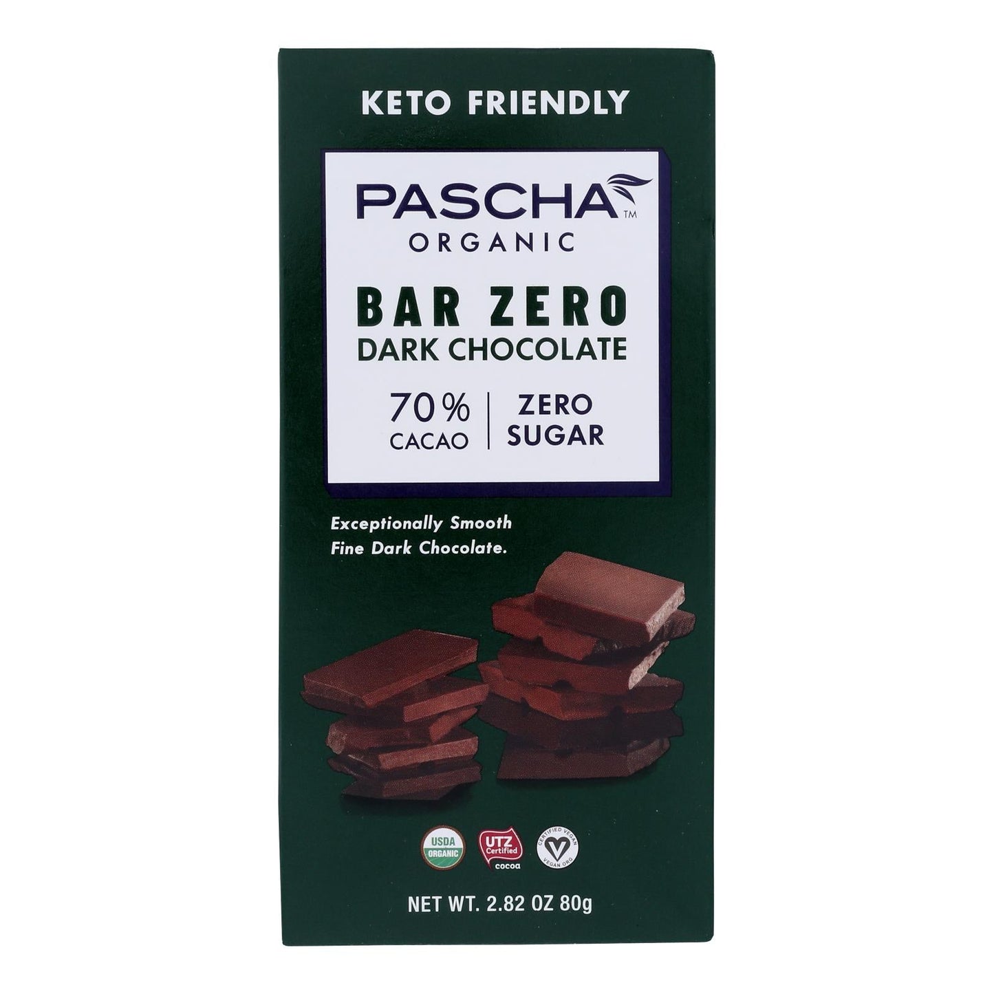 Pascha Bar Dark Chocolate 70% Stevia (Pack of 10) 2.82 Oz