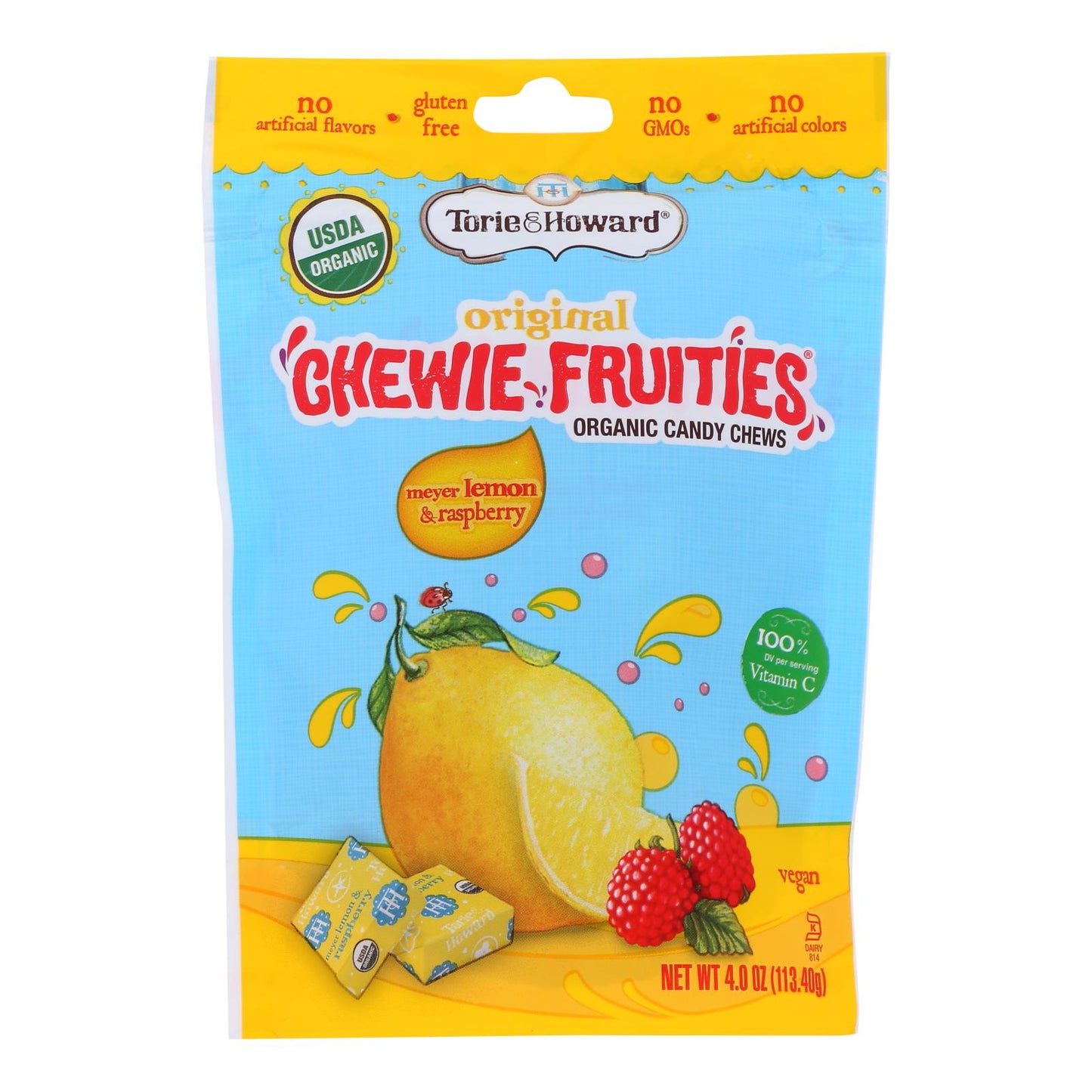 Torie & Howard Chewie Fruities - Lemon & Raspberry - 4 Oz. Per Pack (Pack of 6)