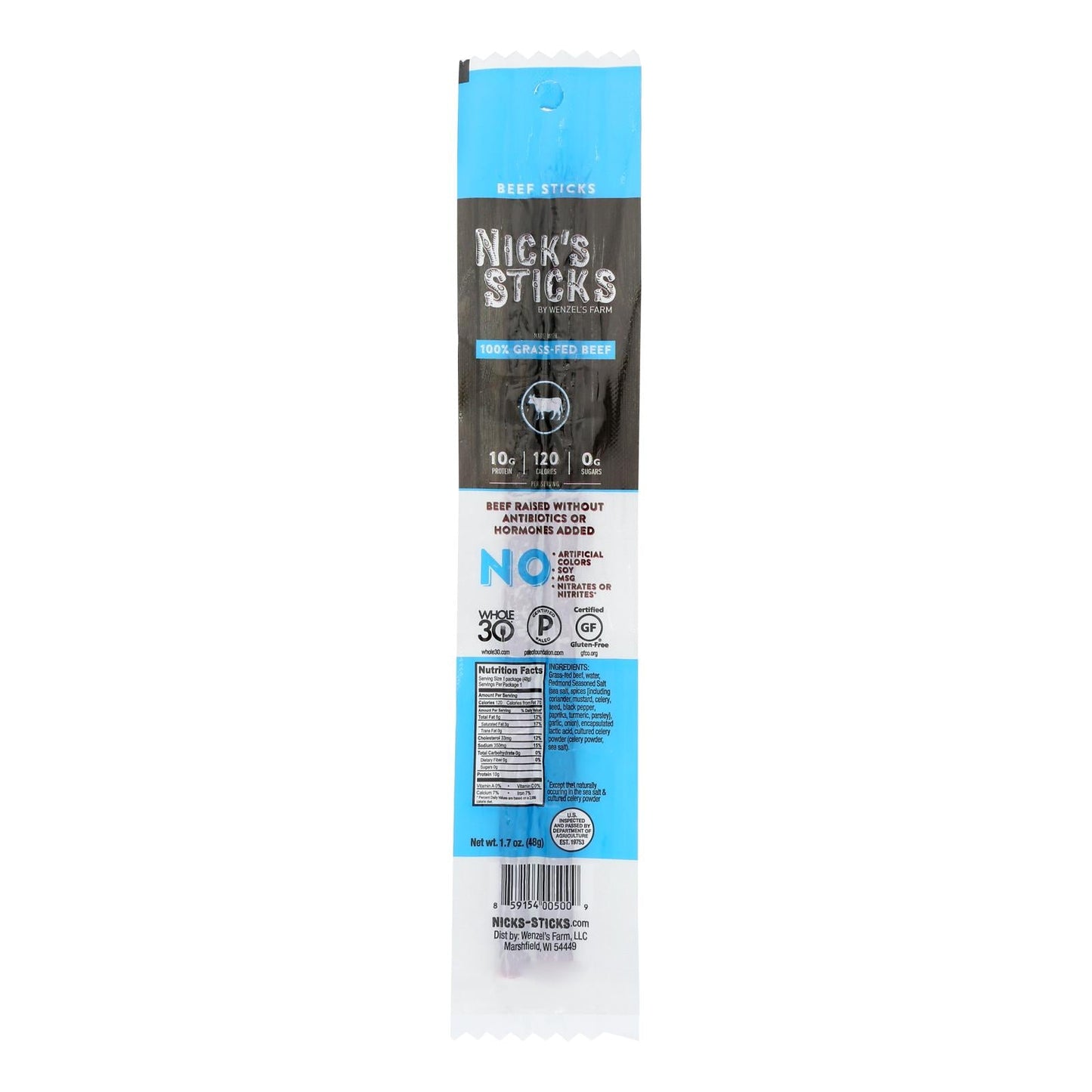 Nick's Sticks Snack Sticks, Beef Flavor, 1.7 Oz. (Pack of 25)