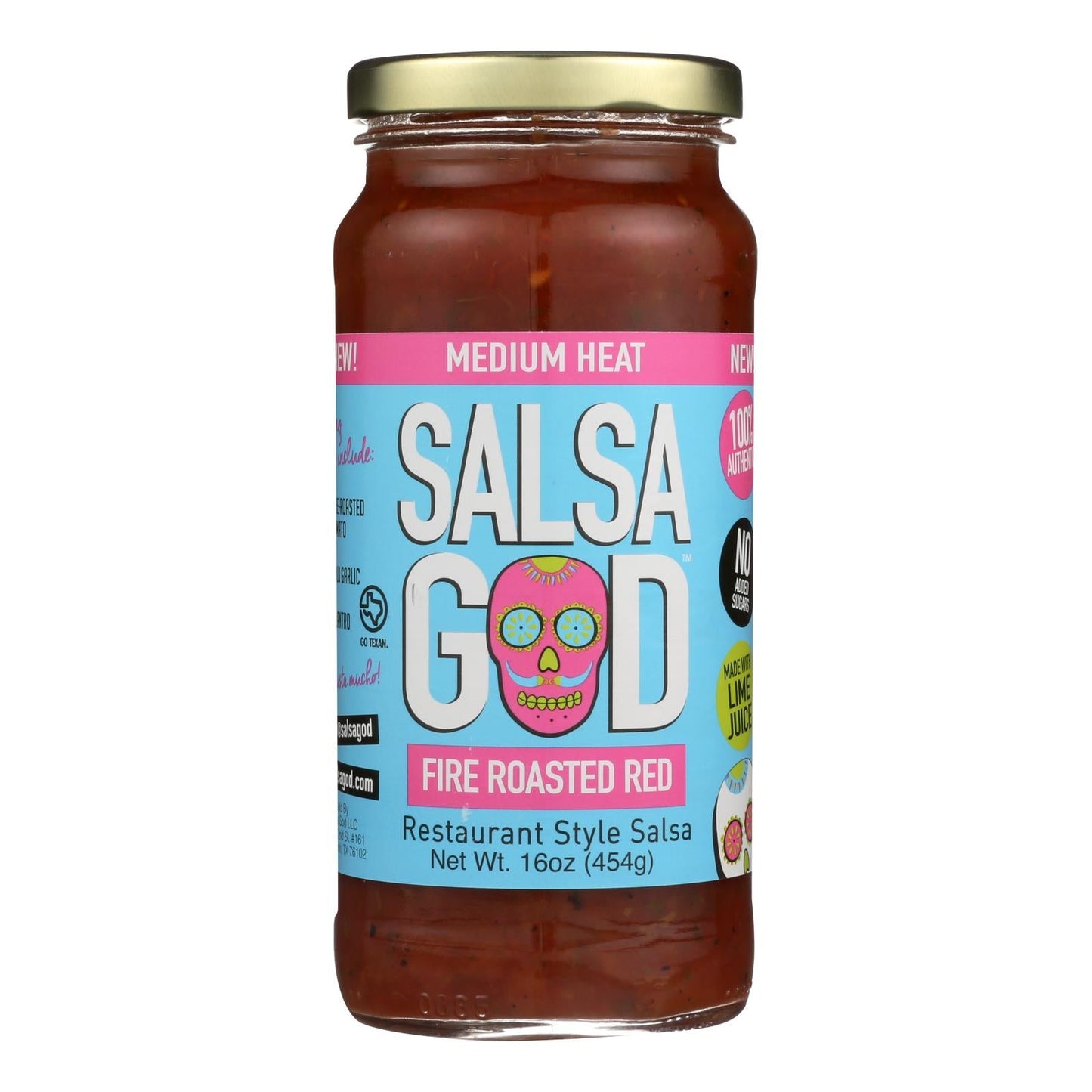Salsa God Medium Fire Roasted Red Salsa | 6 x 16 Oz. Jars