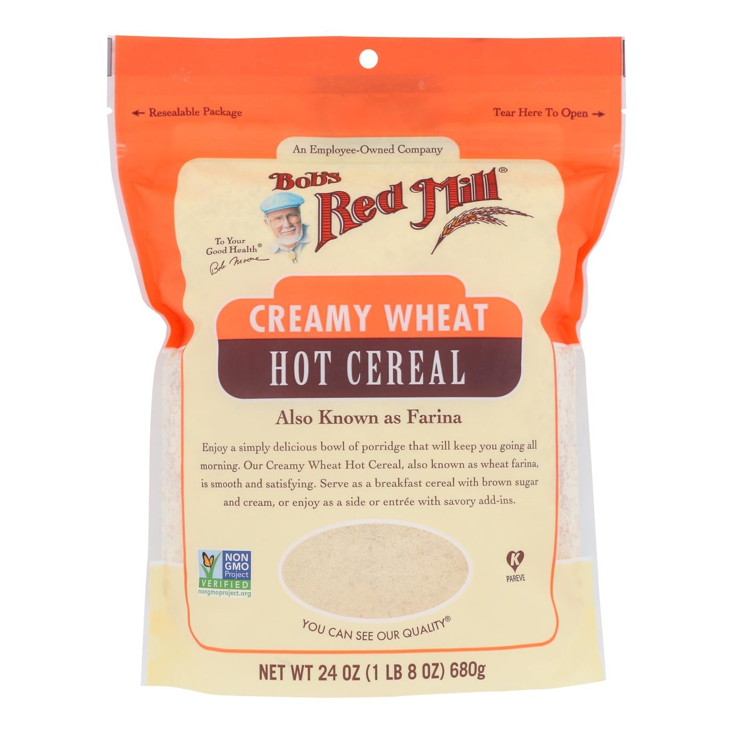 Bob's Red Mill Creamy Hot Cereal, Wheat Farina, 24 oz, Pack of 4
