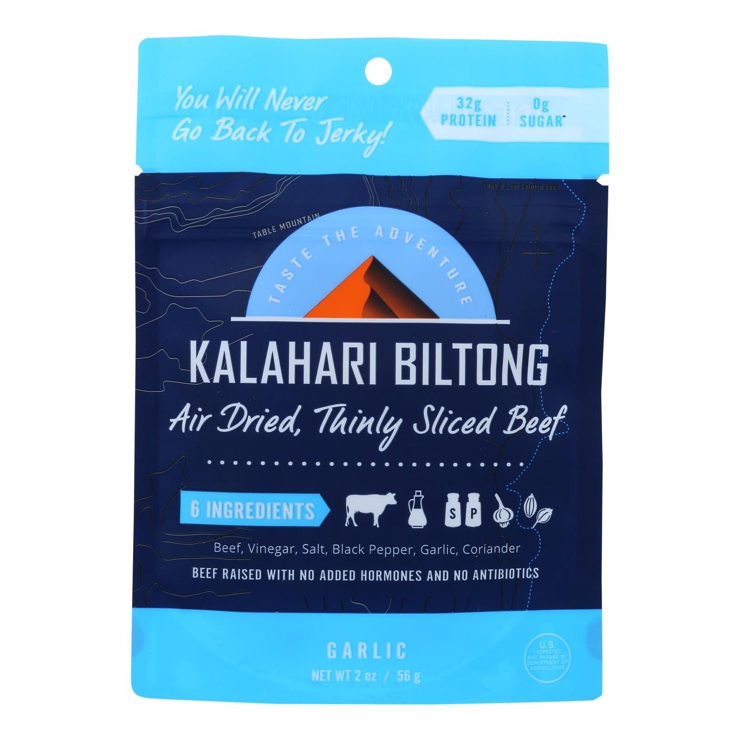 Garlic Air-Dried Sliced Beef Biltong, 2 Oz. (Pack of 8) by Kalahari Biltong