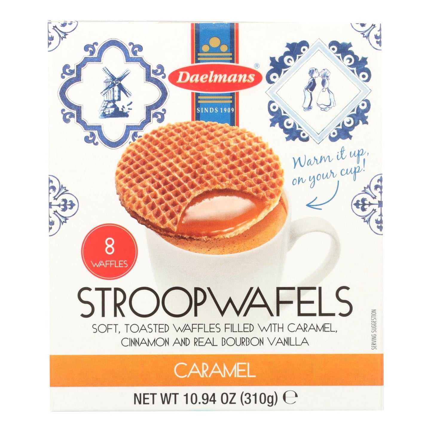 Daelmans Caramel Stroopwafels, Authentic Dutch, Individually Wrapped, Case of 8 (10.94 oz)