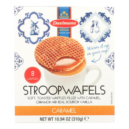Daelmans Caramel Stroopwafels, Authentic Dutch, Individually Wrapped, Case of 8 (10.94 oz)