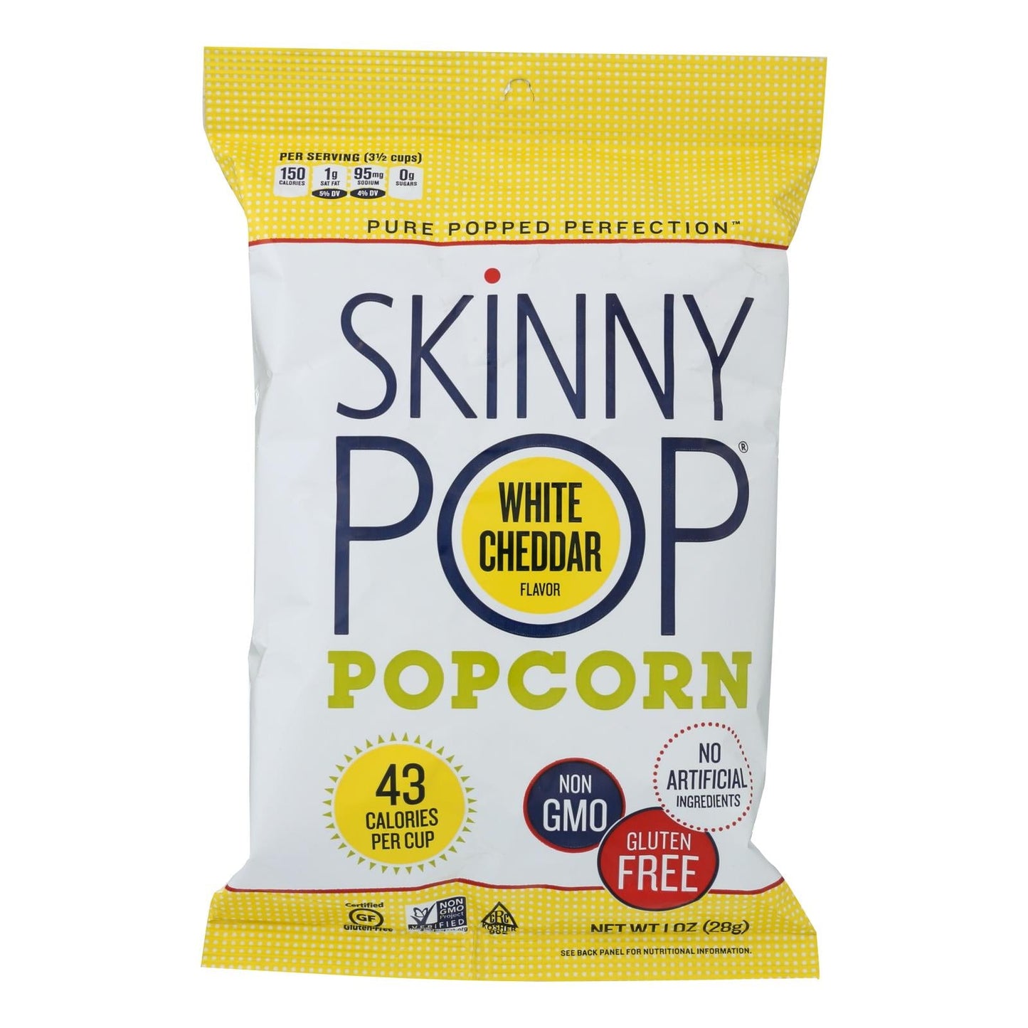 SkinnyPop White Cheddar Popcorn, 1 oz., Pack of 12