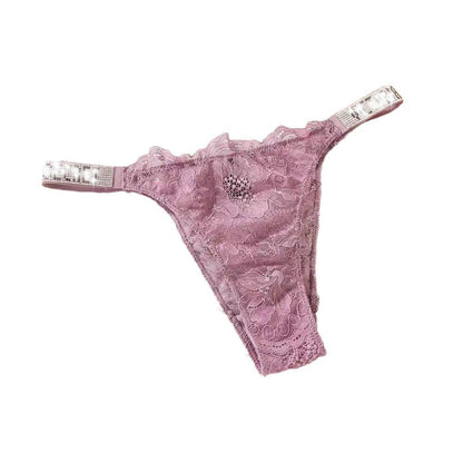 Rhinestone Lace Underwear Women's T-back