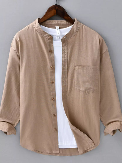 Men's Plus Size Casual Button Up Long Sleeve Shirt