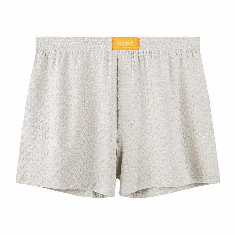 Mens Solid-color Mid-rise Textured Soft Boxer Briefs