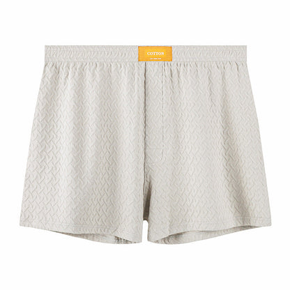 Mens Solid-color Mid-rise Textured Soft Boxer Briefs