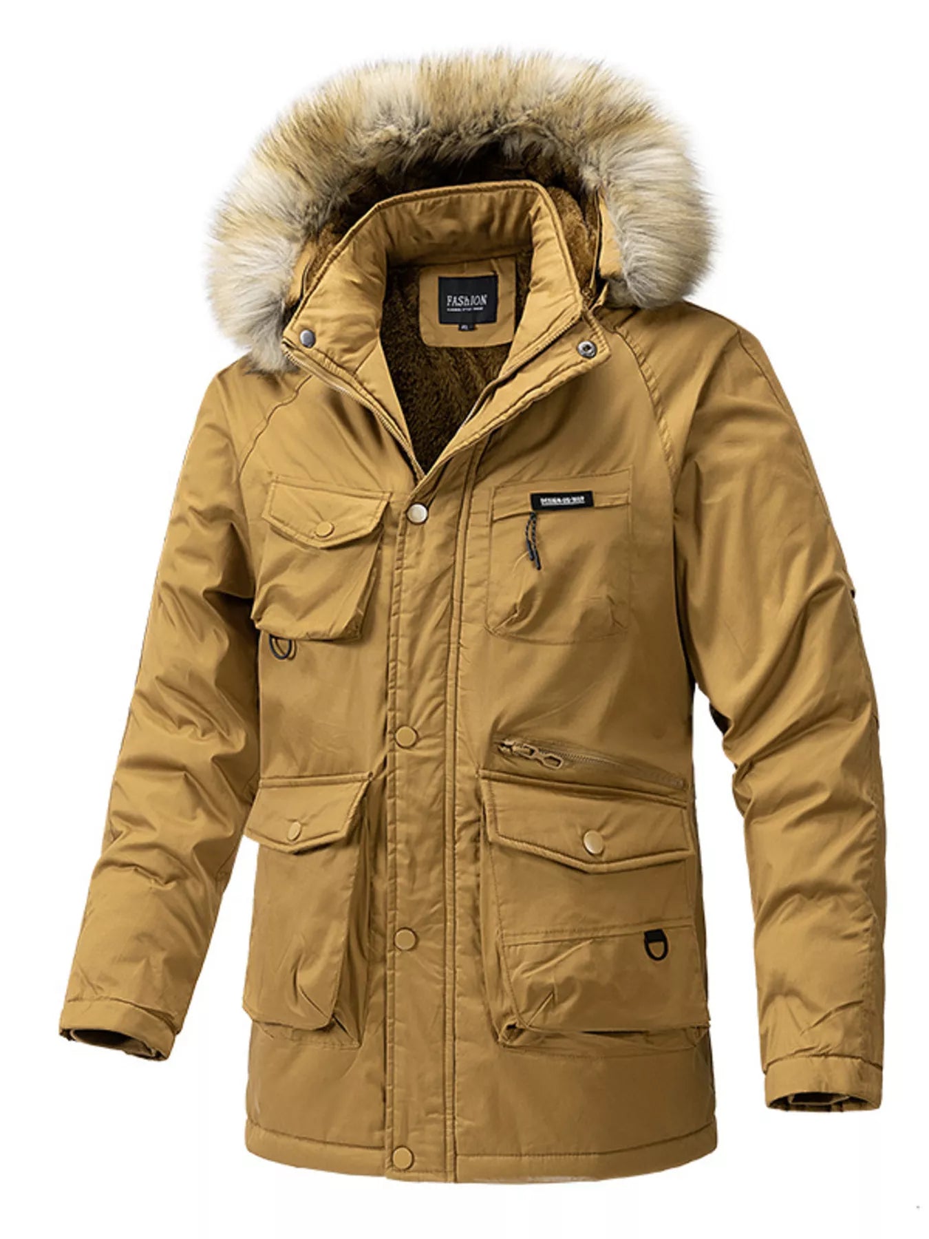 Men's Plus Size Fur Hooded Winter Parka Coat