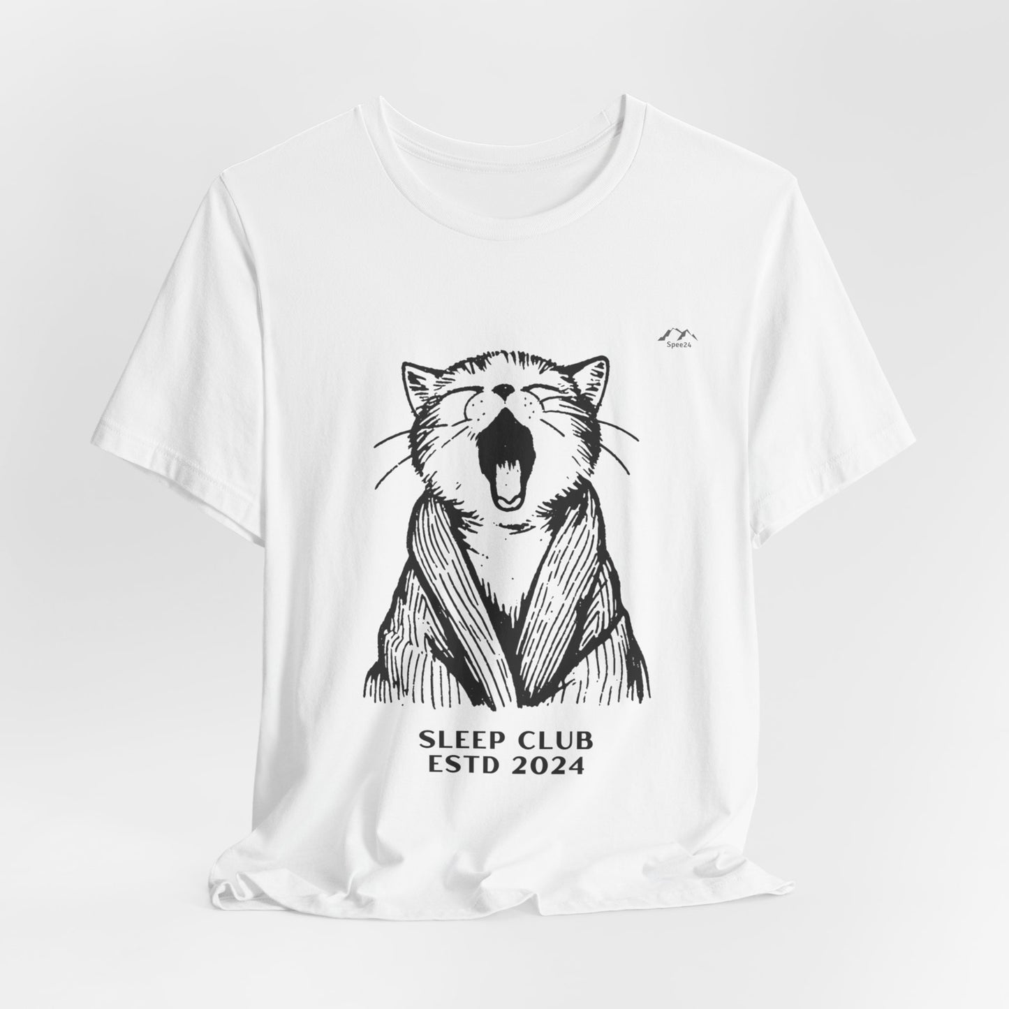 TS-092ML-24 Unisex Cute Sleepy CatT Shirt Slow And Steady Art